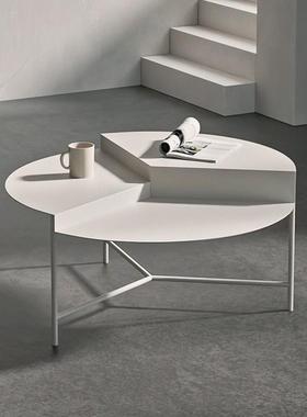 北欧铁艺客厅圆形茶几桌现代简约轻奢小户型家用创意白色个性极简