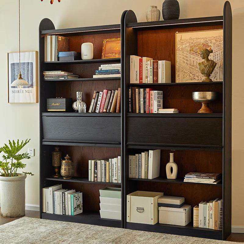 法式复古实木圆形书柜美式黑色书柜书架展示柜书房储物柜美式乡村,电子元器件市场,其它元器件,淘宝优惠券,粉丝福利购,淘宝优惠卷