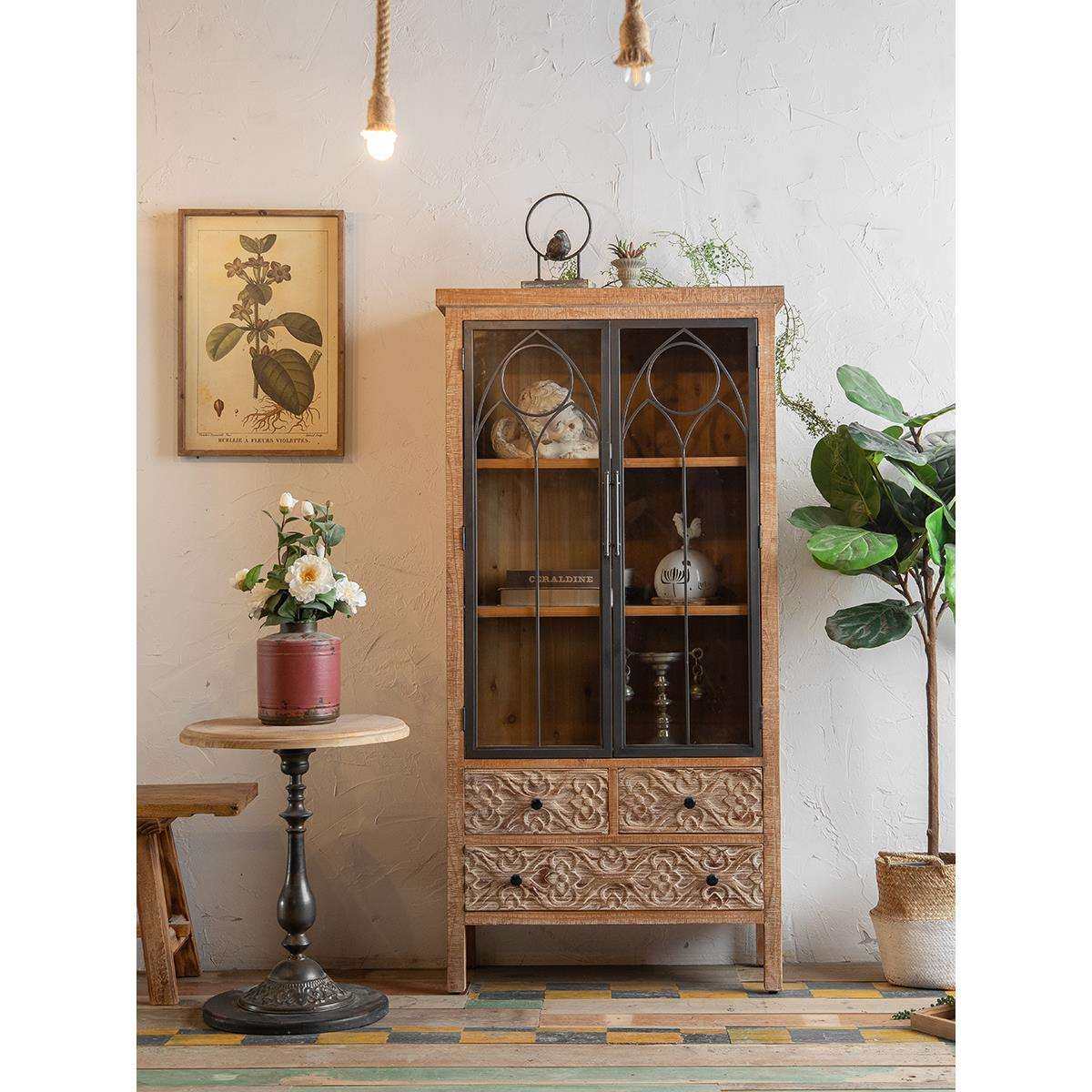 美式复古实木书柜靠墙书架玻璃门展示柜带门原木色防尘客厅收纳柜,电子元器件市场,其它元器件,淘宝优惠券,粉丝福利购,淘宝优惠卷