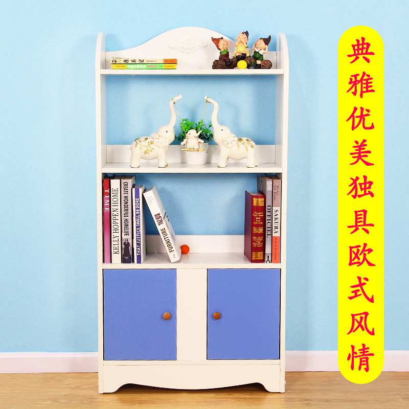 欧式儿童房间书柜带抽屉实木书架套装工厂 儿童家具书架子花架