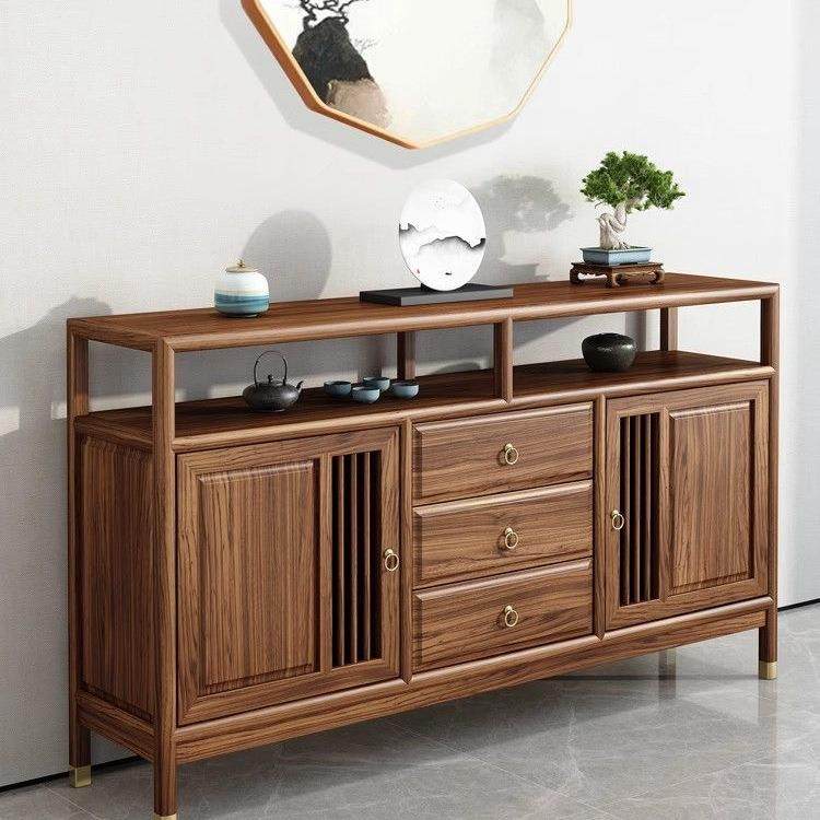 新中式餐边柜玄关柜酒柜茶水柜禅意实木靠墙柜榆木储物黑胡桃,3C数码配件,USB灯,淘宝优惠券,粉丝福利购,淘宝优惠卷