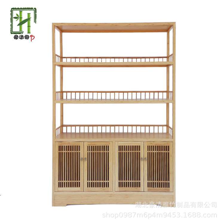 湖北立豪竹制品厂加工竹茶架博古架竹制书柜竹木茶柜茶楼竹家具