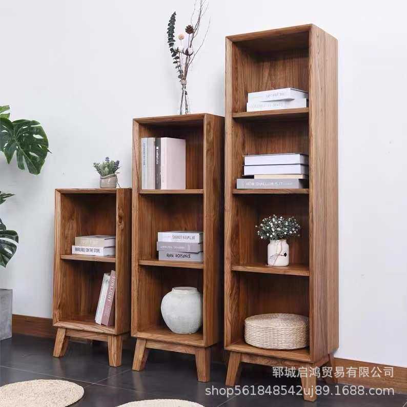 榆木书柜新中式实木展示柜古董博古架实木简约置物架榆木陈列柜