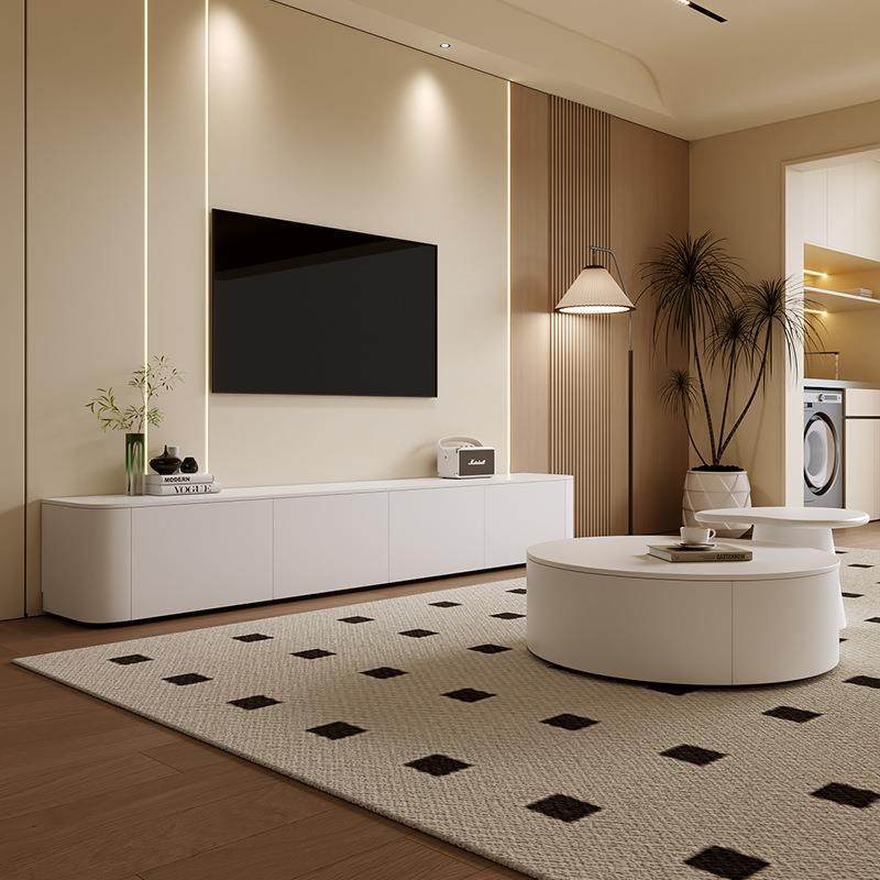 极简风落地电视柜茶几组合简约现代实木电视柜白色落地收纳储物柜,电子元器件市场,其它元器件,淘宝优惠券,粉丝福利购,淘宝优惠卷