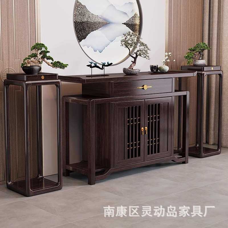 新中式玄关案台玄关柜实木桌禅意靠墙供桌条案入户客厅神台端景台