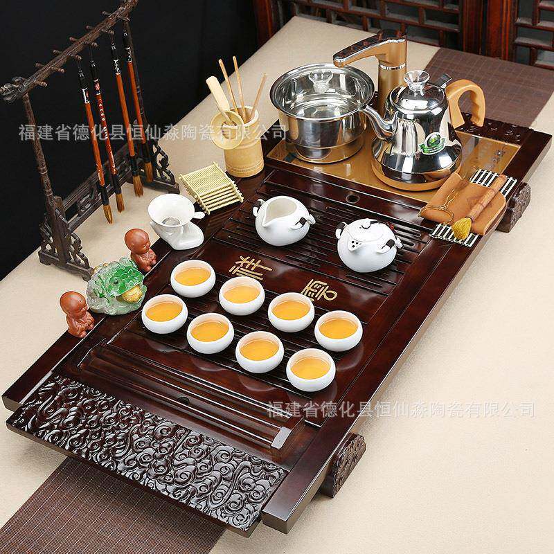 茶盘茶具套装家用一体式茶台紫砂陶瓷全自动四合一电磁炉茶道实木