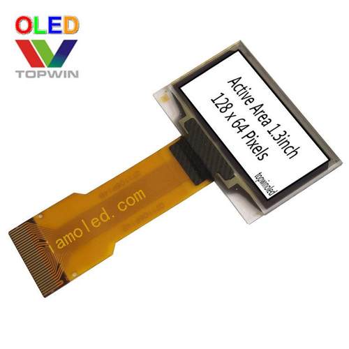 1.3寸白光OLED屏白色VG-2864KSWLG23兼容sh1106加长排线40mm接插