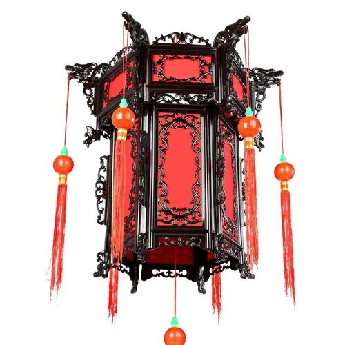 实木八角宫灯仿古灯笼电动旋转中式灯笼结典春节大红灯笼