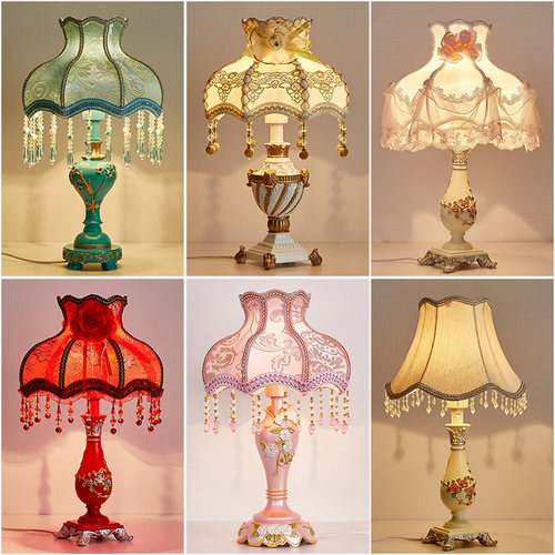 欧式台灯卧室床头灯复古红色简约现代创意浪漫小奢华公主结婚婚房