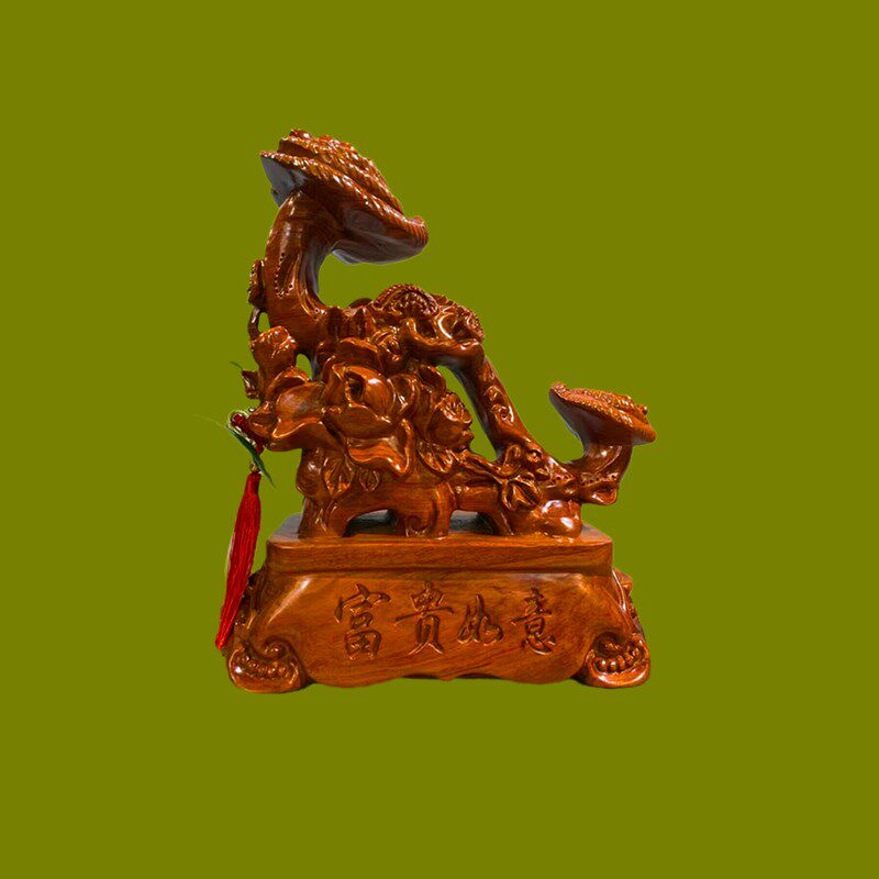 红木黑檀花梨富贵万事如意木雕摆件客厅玄关电视柜工艺品高端大气