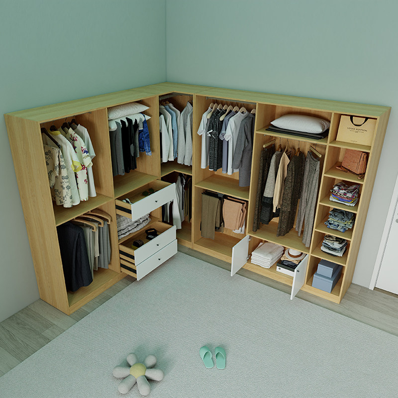 L型转角大衣柜90度拐角衣帽间家用卧室转角柜衣橱小户型7字组合柜