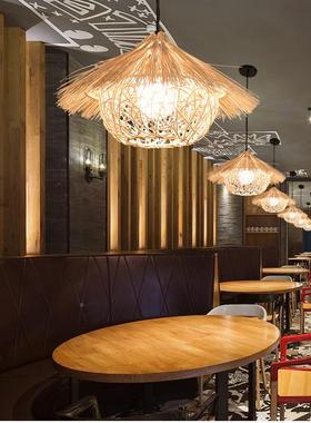 BYG-101式艺吊灯创意餐厅茶室走廊具东南亚客厅藤卧室人工日编织