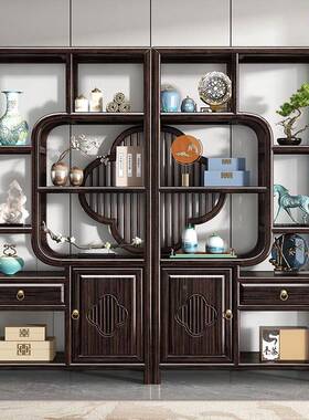 新中式博架实NJA木紫檀木客厅金宝阁轻奢现代简约隔古多断多层置
