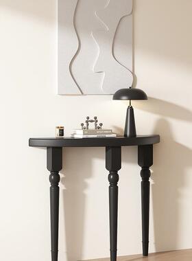 黑色半对新圆玄27178关桌入户正门实木玄关台中式供墙桌靠走廊窄