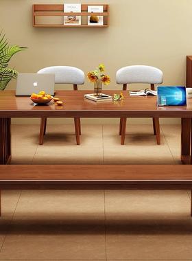 实木书桌客厅习多人家用双人学桌四办公桌学OIT生人大字台长写条