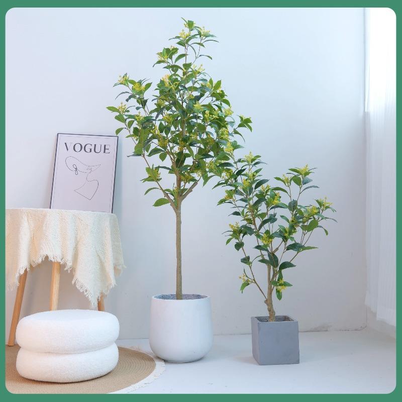 真桂花树落4地室内桂花树开花装饰盆品客厅庭栽院绿色景观植仿物