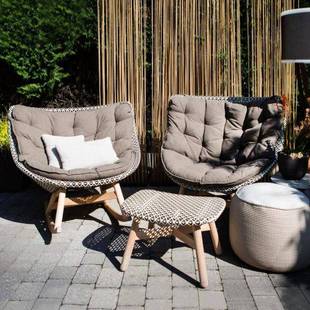 外阳台子露台庭院泳池户休藤编椅组合室外躺床闲休无品牌/闲网红