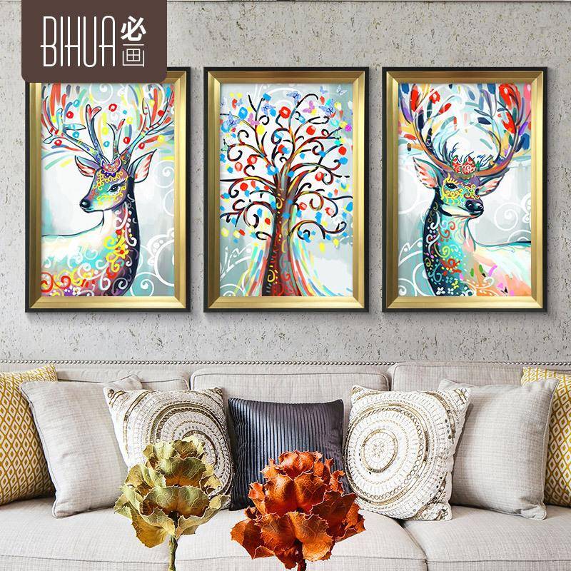 DWW家欧装饰画三联组装合轻奢装饰壁画沙发式背景画餐厅饰挂厂画