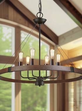 创复古工业网咖吧餐厅铁艺烧烤服装58515店风意装饰吊灯跨境源厂