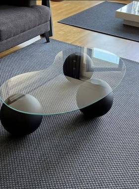 20WCS2腰5新钢化玻奶油风果茶几小户型创意简约款客厅圆璃形泡茶