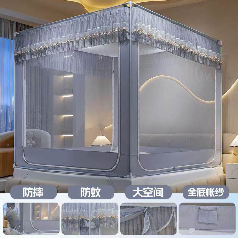 新款防摔帐蚊开儿门蚊帐全包免安三装加粗582支架童卧室加密防蚊