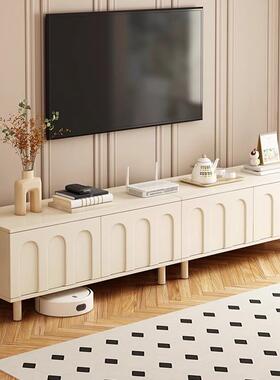 茶几电视柜组用合油奶风202新款客厅家小5户型落地储物IWG柜子轻