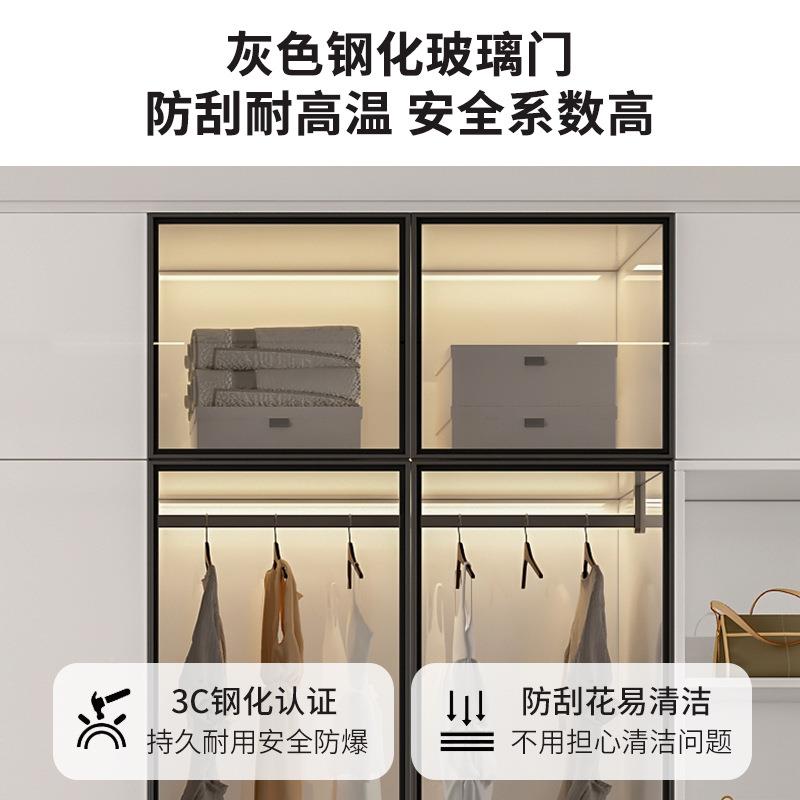 代简衣柜卧室约家用玻璃对开门WYA803#收纳柜子新现款网收红储物