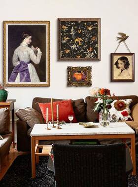 鸟啼OYF花落欧客厅装饰画沙发景轻奢背挂式艺术画抽象复古高档壁