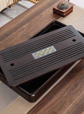 桃新小中式托黑檀胡实木盛水茶盘号家用64483办公储水式花梨干泡