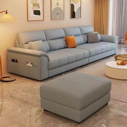 轻奢直猫皮抓沙发ZXS大小户型厅三四人位排简约客别墅现代奶油风