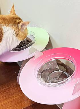 高架狗碗猫碗未主义的UFO风物格宠喂食器,耐来用亚克力TIW支架