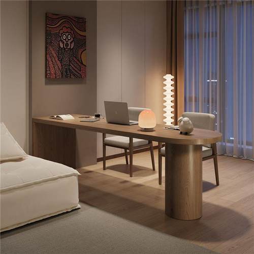 客实木书桌厅工作桌台板写字桌学生家用台式电脑双人办WTU公大长