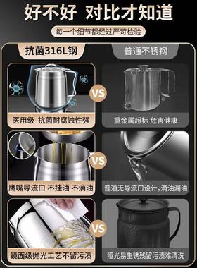 德国沥滤壶油厨房家用316不锈钢油壸带过68732网油渣油储滤油罐装