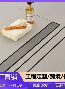 304不锈钢枪灰色淋浴房下水道防臭防反味长条形隐藏式地漏DL2221