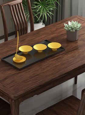 新中式木餐实桌长椅组合家用饭VHZ家桌现代简约方形一桌六椅乌金