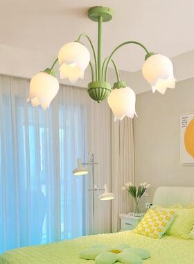 美式田园温馨客灯厅铃兰花朵吊室现关代艺术设计感卧吊灯餐厅9664