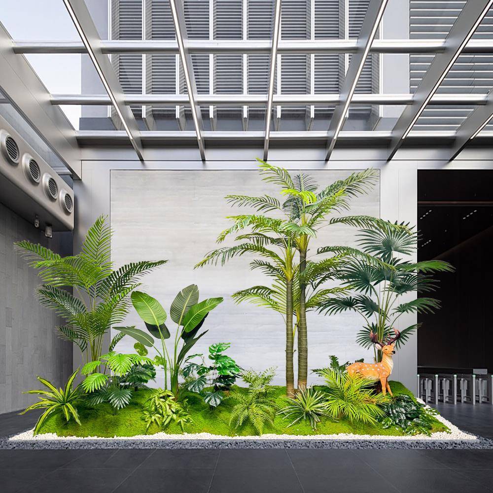 仿真植物造景大型景观热带雨林假绿摆件餐厅布商场下楼梯植312造