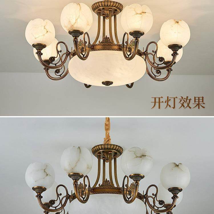 云吊灯美式客餐厅别墅复式楼灯大厅234卧室厅202石5新款纯全铜具,家装灯饰光源,智能吊灯,淘宝优惠券,粉丝福利购,淘宝优惠卷