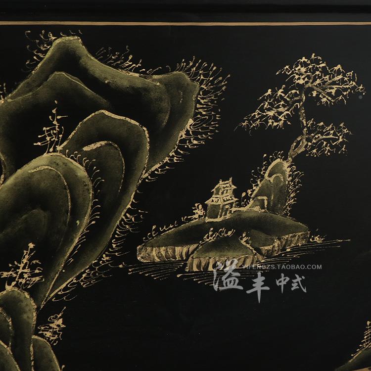 现代中式玄关装饰漆储物柜新式彩绘家手具绘山水VXI柜入门中玄关图片
