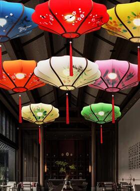 灯笼新灯飞碟款布艺灯开业酒店饭店新中式婚礼中国风仿古吊手OTL