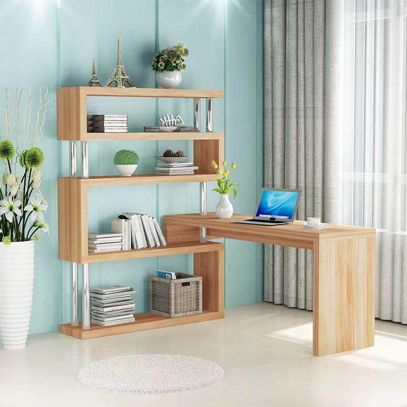 学电脑桌带书书旋转电脑桌家用写字桌习桌办公IJS柜桌书桌书架转