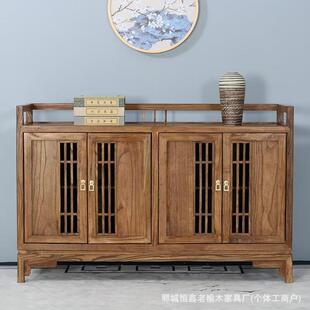 榆木餐边柜新中式实木斗物柜靠柜57009老榆木玄关茶桌边储柜矮柜