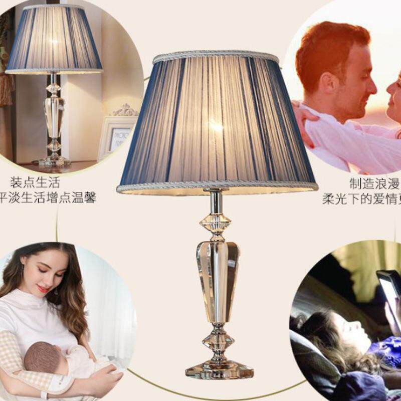 koS9038现代时水晶台灯卧室漫床头客厅灯饰尚灯具温浪蓝色结婚馨