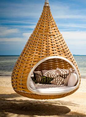 鸟巢户外大FVV吊床红吊篮摇篮椅网秋藤椅躺床编摇椅成人阳台双吊