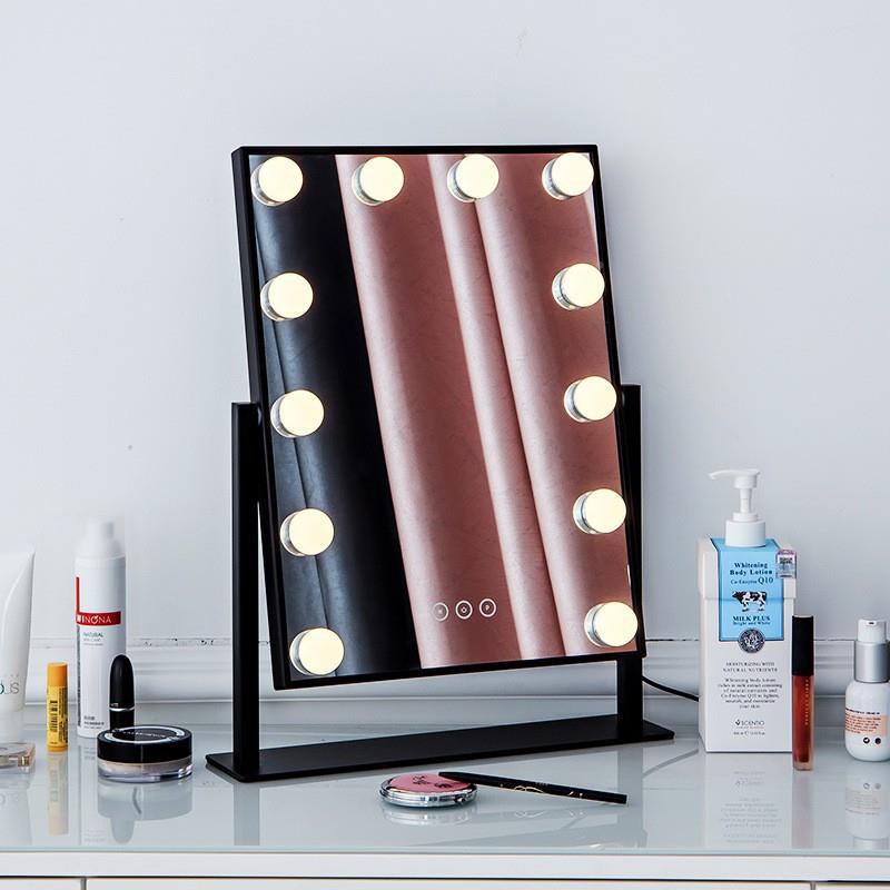 热屏销单面12灯化镜台式ed灯三色l可调节美妆妆梳QCI妆镜触镜面