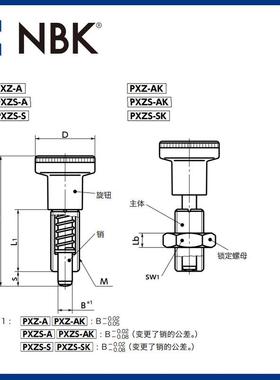 NBK螺PXZS-S全配921不锈钢带锁定母分度销弹簧锁销机械零件厂家