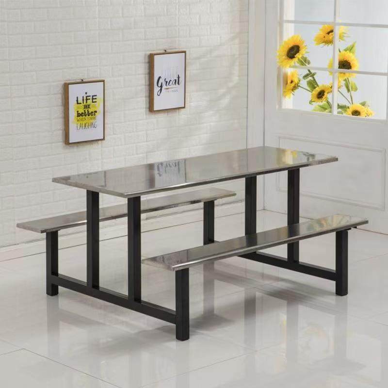 学校食堂餐桌员工体餐厅不锈连MGR钢餐桌椅4人6人8人餐桌椅组合