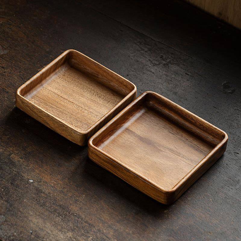 复明泉茶斋家胡桃木CUX茶用简约四方盘古实木茶点盘茶具收纳茶托