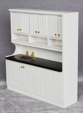 1:12娃屋dollhous娃e迷你厨房场景木质家M653-654型高背料理台模