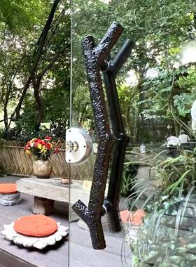 墅创意大LRL门拉手玻璃门拉形手异树枝轻奢艺术别推拉门实木门拉